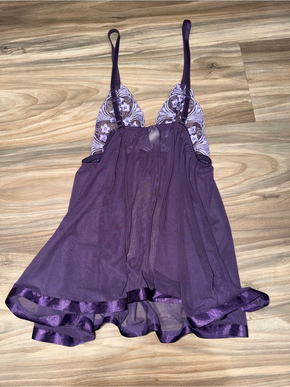 2-Piece Purple LaceSheer Babydoll Nightwear - Unbranded With Matching Underwaear - Picture 2 of 5